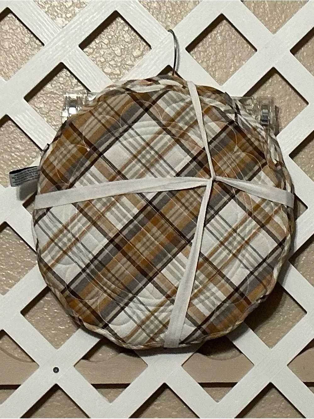Tommy Bahama Brown and Tan Plaid 8-Piece Table Set
